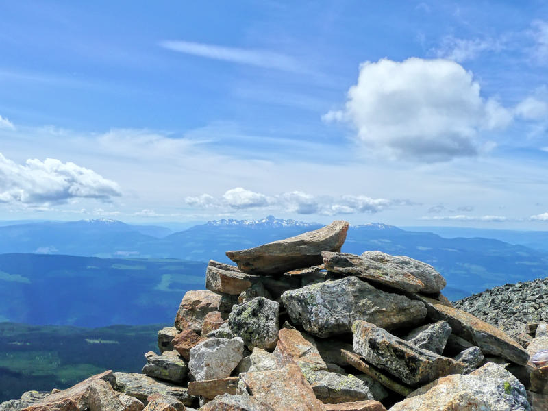 Summit cairn with Dunn Peak in the background